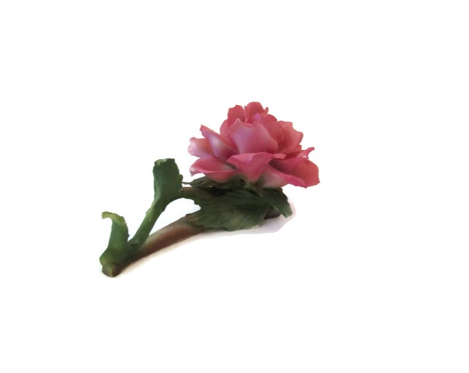 Vintage Pink Rose Figurine / Capodimonte Porcelain / Mother's Day Gift Idea / Gift Idea for her