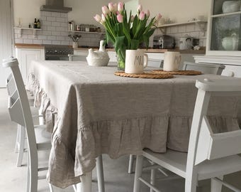 Tablecloth, Linen Tablecloth, Large tablecloth, Natural Tablecloth, Farmhouse Decor. Shabby Chic!