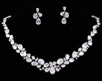 Bridal Jewelry Set Earrings Necklace Wedding Jewelry Classic Bridesmaid Gifts Bridal Set Anniversary Gift,KD80017