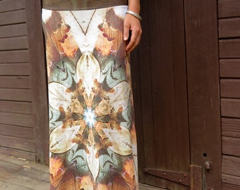 Kookaburra Dreaming long skirt, maxi skirt, dress skirt, high waist skirt, feather skirt, long flowing skirt, gypsy skirt, festival skirt,