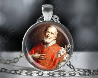St Philip Neri Patron Saint US Special Forces Necklace Catholic Christian Medal Round 1'' Pendant - FREE SHIPPING