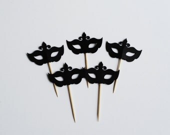 Set of 12 Masquerade Mask Cupcake Topper-Food Pick