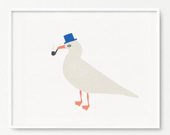 Printable Seagull Nursery Wall Art- Kids room decor- Pdf+Jpeg- 8"x10"- Instant Download- (AP-040)