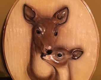 Deer Chalkware Plaques