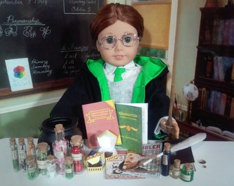 Harry Potter School Supplies for 18" Dolls Like American Girl Doll Accessories Wand Textbooks Fantastic Beasts Ilvermony Hogwarts