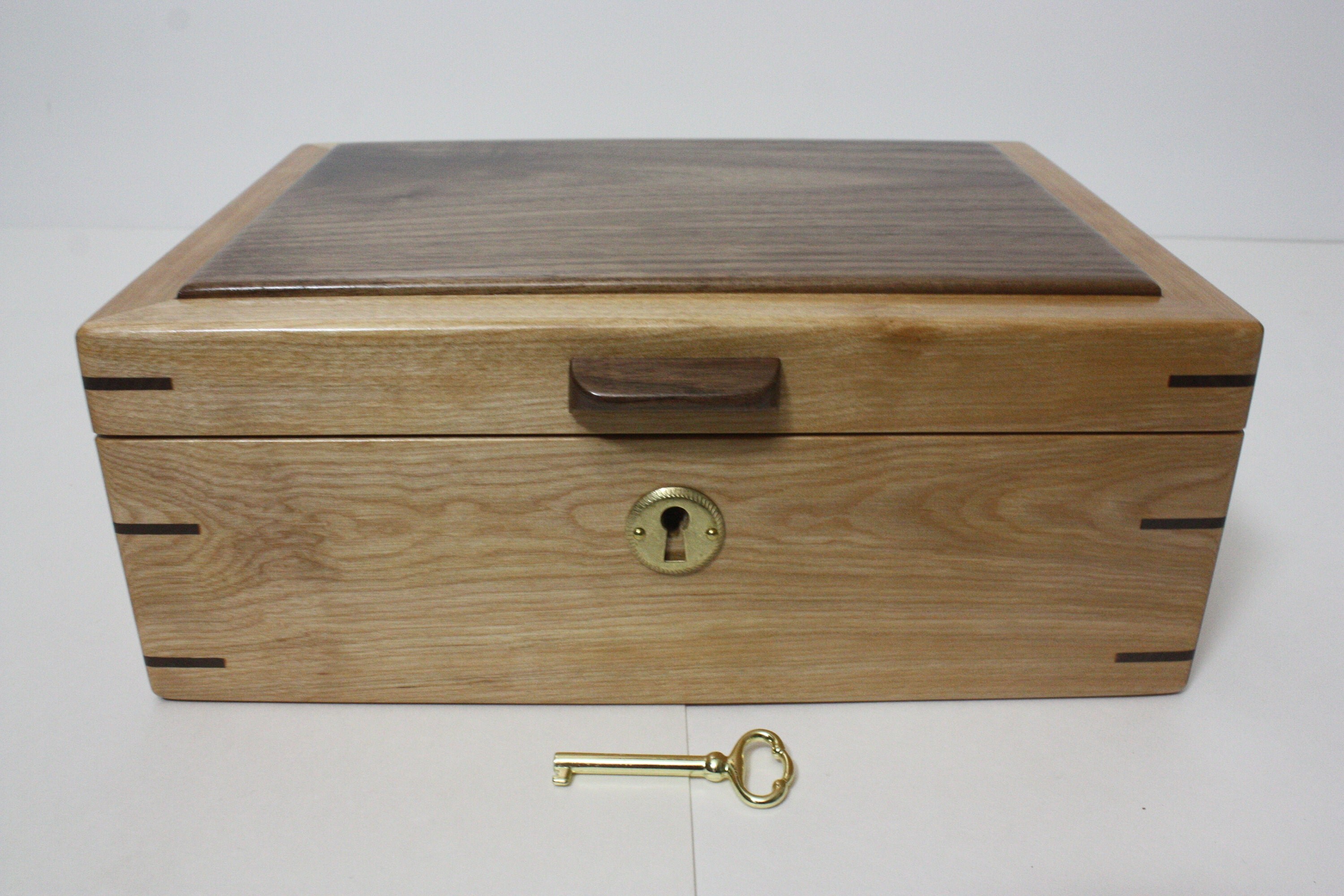 Handmade Locking Red Birch Box For Sale