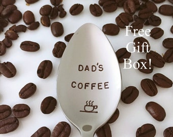 Dad's Coffee-Hand stamped Spoon-Dad Birthday Gift-Best Selling Item-Coffee Lover-Gift Under 20-Customized spoon