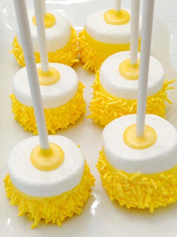 Yellow Marshmallow Pops 12 Jumbo Dessert Table Party Favors