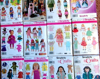 NEW Lot of 12 Simplicity 18" American Girl DOLL Clothes Sewing Patterns Batch #3