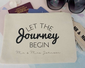 Travel Wallet - Let the journey begin - mr and mrs travel wallet - newlyweds gift - travel wallet - personalised wedding gift -