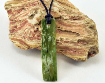 Nephrite jade pendant, green and white jade pendant, jade necklace