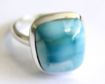 Lovely Sky Blue Larimar .925 Sterling Silver Ring #7
