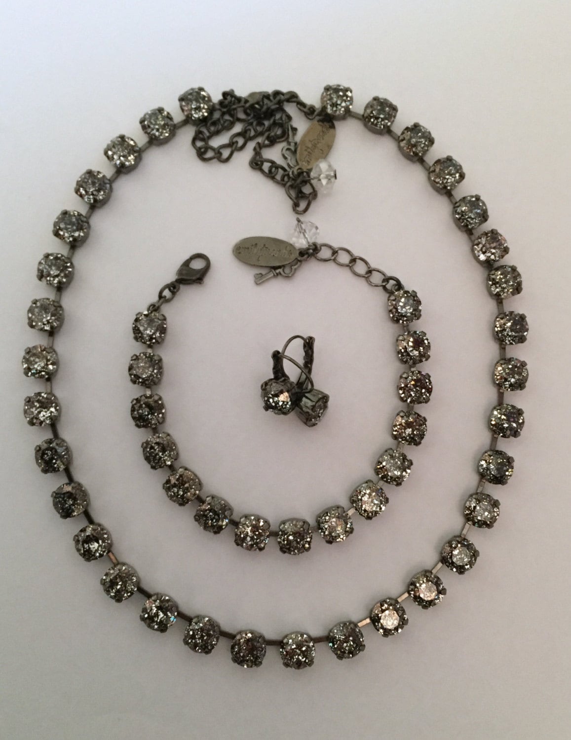 Black Patina Swarovski Crystal Necklace Bracelet and/or