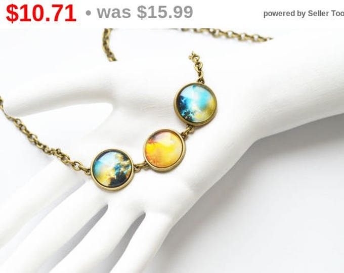 GALAXY Necklace made of metal brass with space under glass