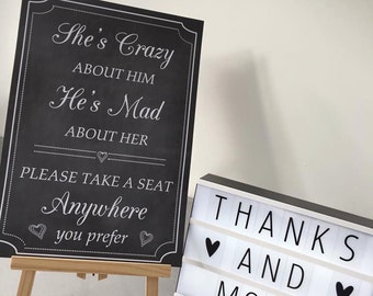 Rustic Chalkboard-Style Wedding Ceremony or Reception Sign in