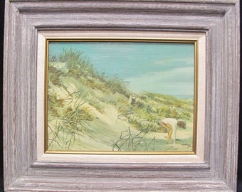 Original Carolyn Blish Realist Oil Painting Seascape Boy in Tidal Pool
