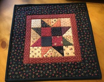 Quilted Table Topper / Candle Mat / Primitive / Country Decor/ Handmade/ / Item #2043