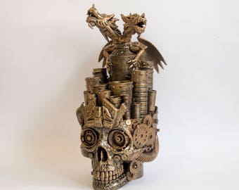 Steampunk Skull Organizer home decor