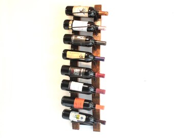 Wall Wine Rack - 8-Bottle Barrel Stave Wine Rack - Rustic Wine Bottle Storage