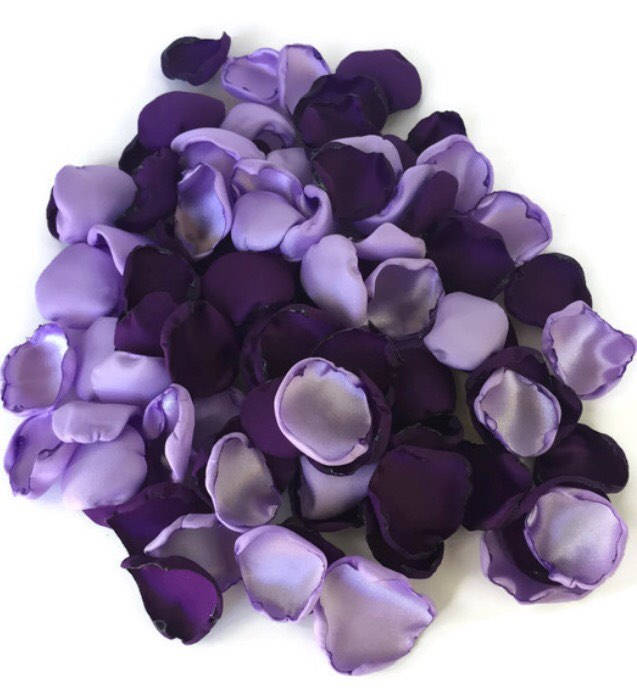 Purple and lavender rose petals flower petals table