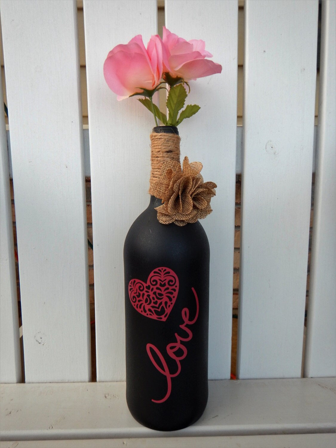 Wine Bottle Art Valentine S Day Decor Wine Bottle Vase Centerpiece