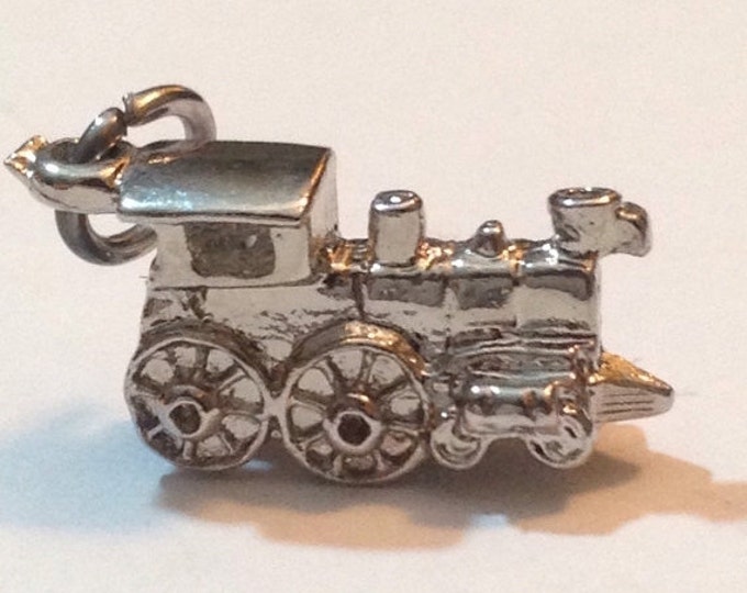 Storewide 25% Off SALE Vintage Sterling Silver Railroad Steam Engine Train Style Keepsake Designer Charm Featuring Unique Beautiful Design
