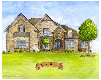 House painting/Watercolor home painting/Custom house portrait for wedding gift/House drawing/Custom watercolor home portrait/Housewarming