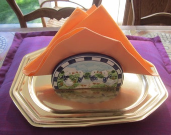 Made in France French VINTAGE ceramic Napkin Holder Porte-Serviette De Table ceramique Mid-CENTURY Napkin Holder ou porte lettre bureau 1950