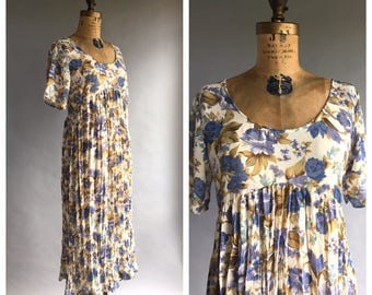 1990's Sheer Floral Babydoll Maxi Dress