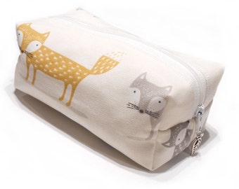Fox Pencil Case, Fox Makeup Bag, Fox Cosmetic Bag, Fox Pouch, Fox Coin Purse
