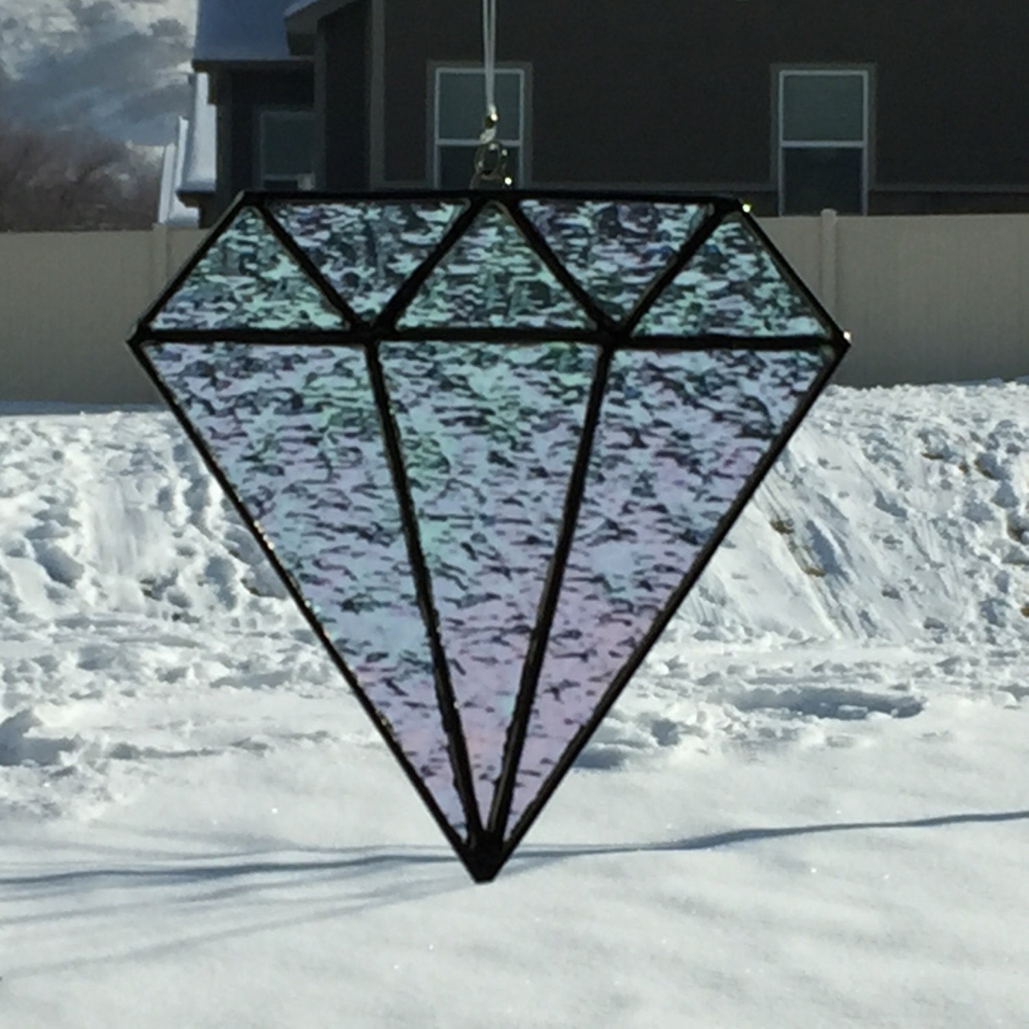 Stained glass diamond suncatcher stain glass diamond
