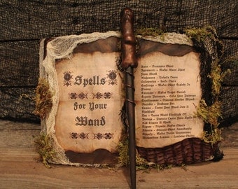 Harry Potter Spell Book & Wand Set, "Spells for your Wand", Harry Potter Decor, Harry Potter Party, Harry Potter Wand, Hogwarts, Unique