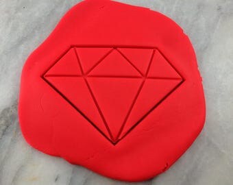 Diamond Cookie Cutter 2-Piece, Stamp & Outline #1 - SHARP EDGES - FAST Shipping - Choose Your Own Size!