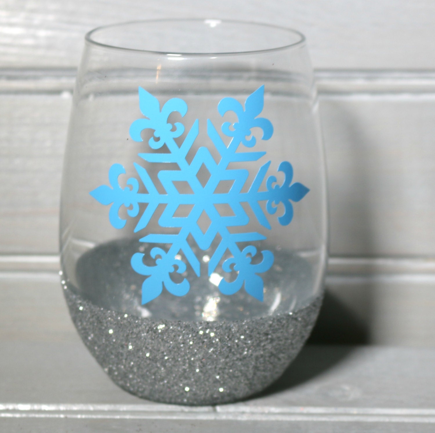 Snowflake Glitter Wine Glass Glitter Dipped Wine Glass