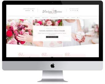 Feminine Wordpress Theme Vivien / Portfolio Theme / Genesis Child Theme / Woocomerce Theme / Photography Theme / Pink Black