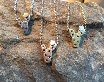 Cactus Flower Necklace, cactus necklace, cactus flower, prickly pear, cactus