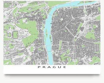 Prague Map, Prague Print, Czech Republic, City Art Praha Buildings