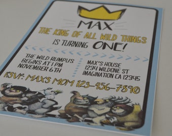 Where the Wild Things Are Invitations - Wild One Invite - Let the Wild Rumpus Start