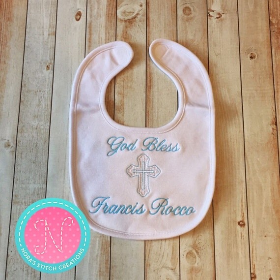 BABY BLUE Personalized Baptism bib custom Christening bib