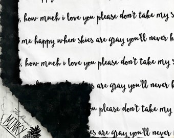 You Are My Sunshine Blanket - Designer Minky - Black
