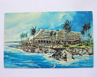 Kona Hilton Hawaii Postcard 1968 / Hilton Hotel Postcard / vintage Hotel souvenir / vintage Hilton souvenir
