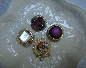 Vintage Magnet Set, Vintage Jewelry, Set of 4, Upcycled Vintage, Jewelry Magnets, Fridge Magnets, Costume Jewelry Magnets, Fridge Bling /6