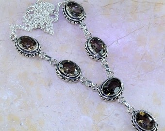 Light Gray Smoky Quartz Necklace 19" Princess Style