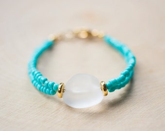 Comet · Turquoise Bead Bracelet | Sea Glass Bead Bracelet | Sea Glass Jewelry | Turquoise Jewelry | Gifts for Her