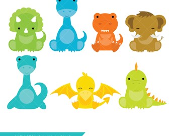 Baby Dinosaur Clipart / Prehistoric Baby Animal Clip Art