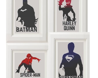 Justice League of America Cross Stitch Pattern - PDF INstant Download - Super Heroes Cross Stitch