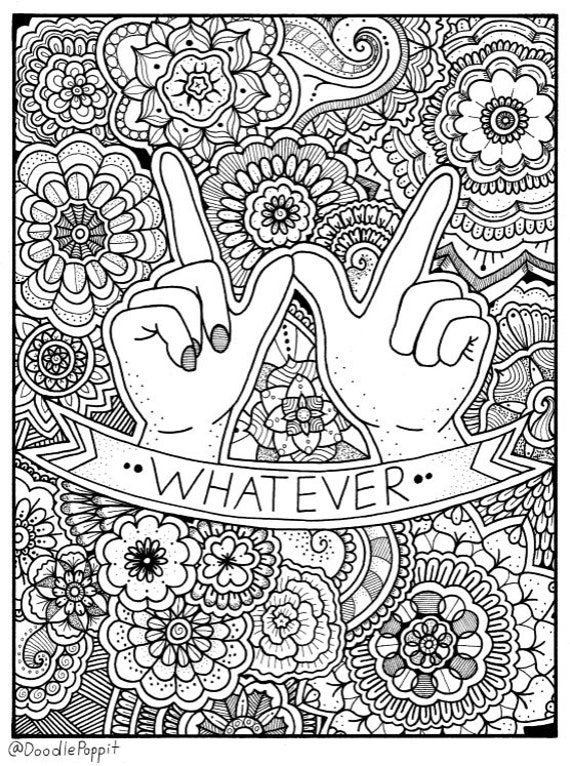 WHATEVER Coloring  Page  Coloring  Book Pages  Printable  Adult 