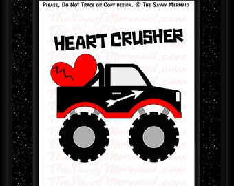 Boys Valentine's SVG file- Valentines Truck SVG cut file- Monster Truck Svg- Cricut Valentine Svg files for Shirts- Silhouette Vinyl HTV