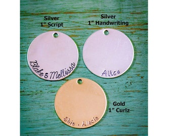 SALE • 1 inch Disc Add-On • Handstamped Disc • Sterling Silver Disc • 14K Gold Disc • Personalized Tag • Customized Plate • Large Round Disc