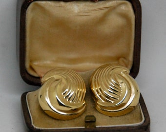 14k Yellow Gold Large Earrings - Circa 1950